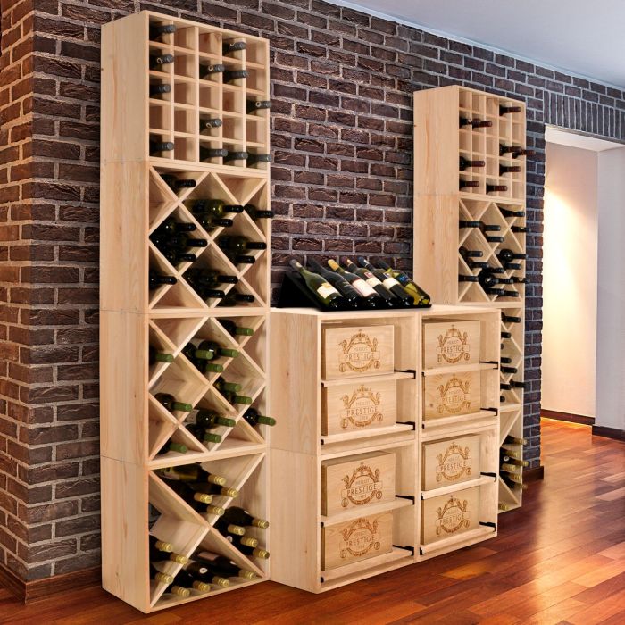 CUBE 52 wine rack system,untreated wood