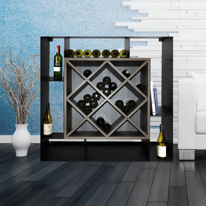 Wine rack NERO, wenge & steel, 12 diamonds