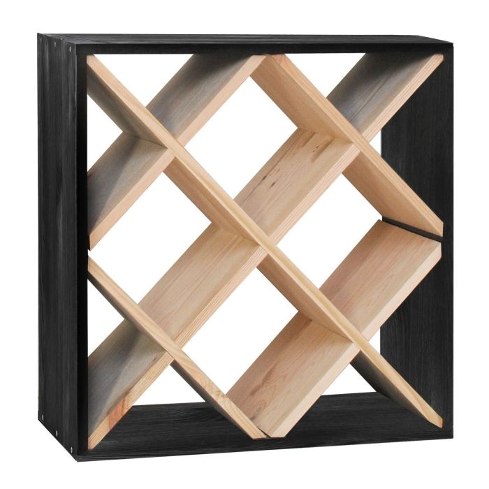 Wine rack 52 cm, rhombus, stained black-natural