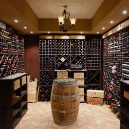 Wooden wine rack system, CUBE 50, tobacco