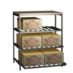 Metal wine rack BLACK PURE, model 6 with pull-outs for wine crates, D 60 cm